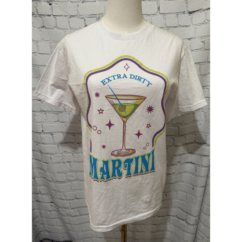 Rebellious One graphic t-shirt featuring an "Extra Dirty Martini" cocktail Small